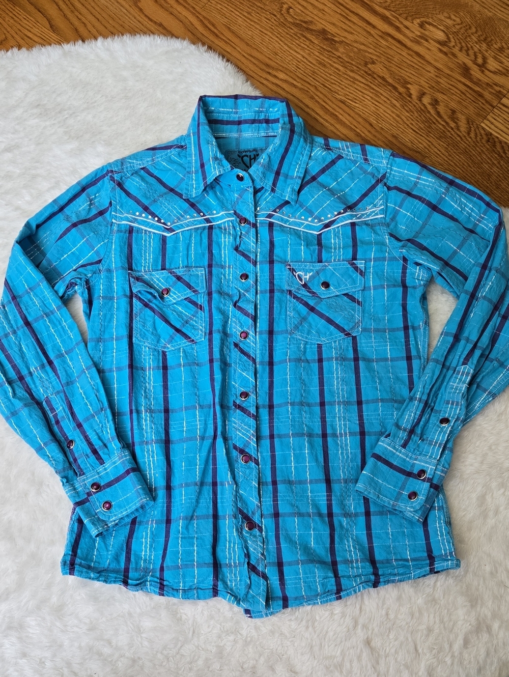 Cowgirl Hardware Western Pearl Snap Shirt, Womens Small